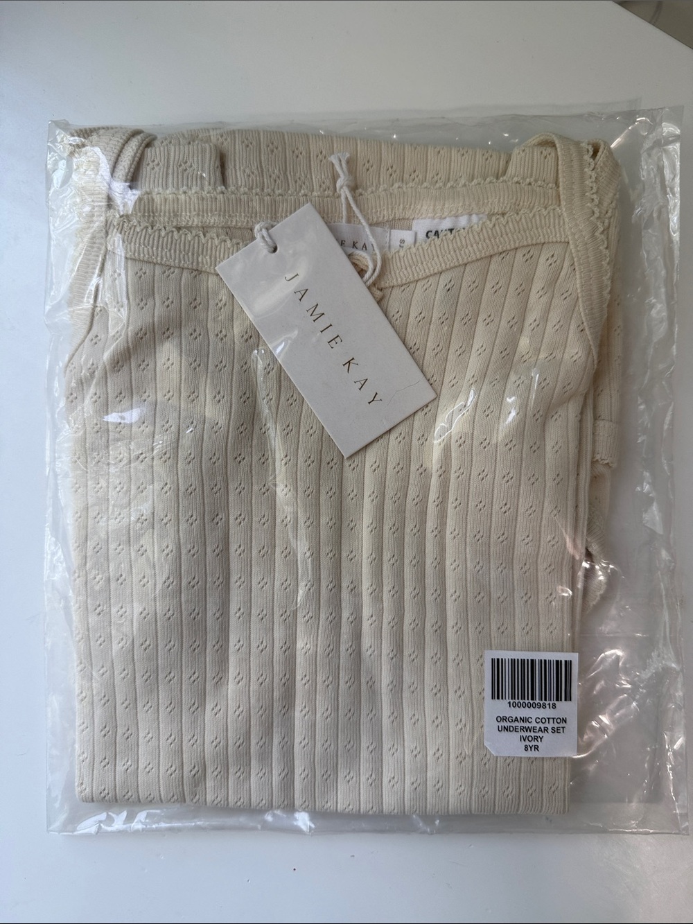 Jamie Kay Girl’s Ivory Ribbed Cotton Tank & Underwear Sleepwear Set
